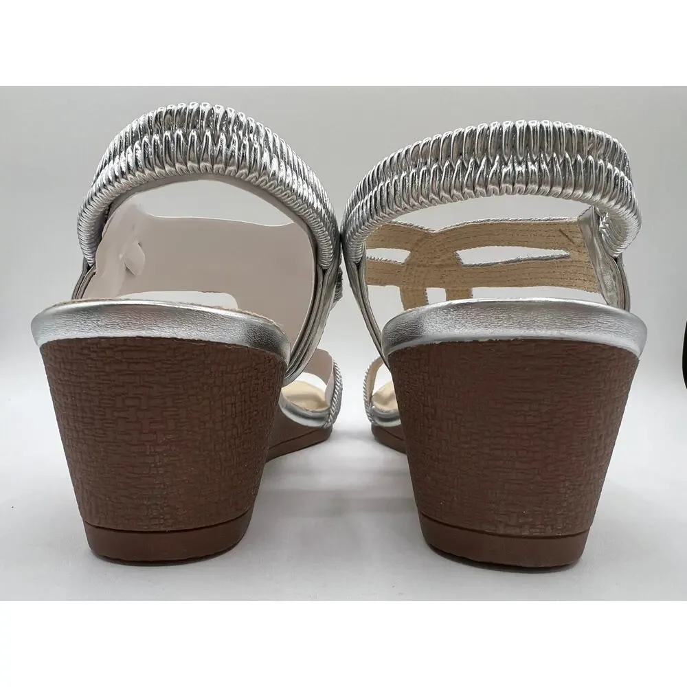 CLIFFS BY WHITE MOUNTAIN WOMENS CANDELLE SILVER STRAPPY WEDGE DRESS SANDAL 9M